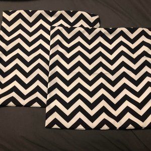 Black & White Chevron Canvas Pillow Covers 18 x 18 inches (Set of 2)